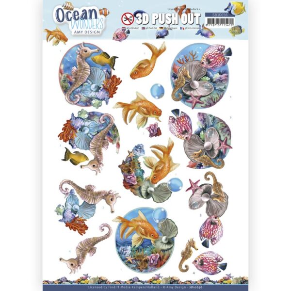 3D Push Out - Amy Design - Ocean Wonders - Seahorse Amy Design SB10656