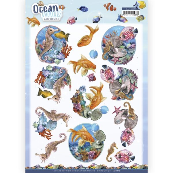 3D Cutting Sheet - Amy Design - Ocean Wonders - Seahorse Amy Design CD11810