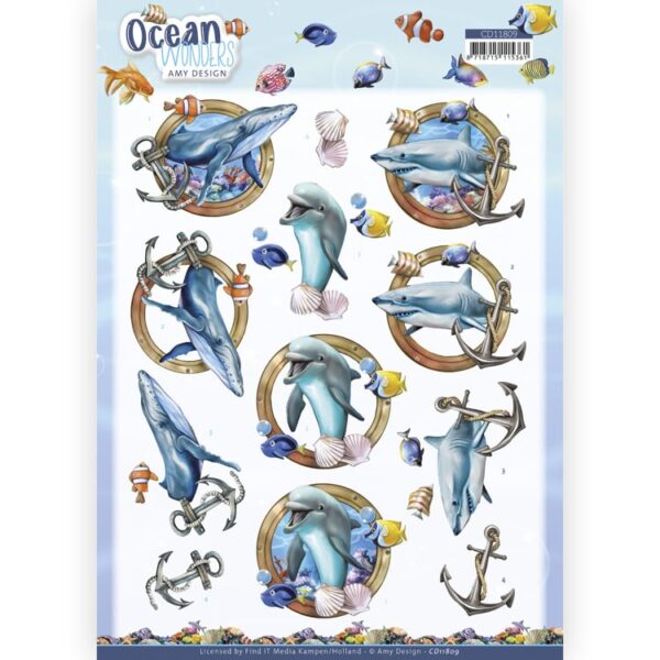 3D Cutting Sheet - Amy Design - Ocean Wonders - Shark Amy Design CD11809