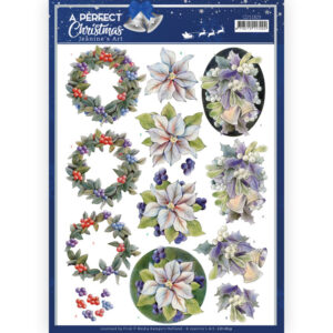 CD11829 3D Cutting Sheet - JA- A Perfect Christmas - Purple Christmas Flowers (HJ208)