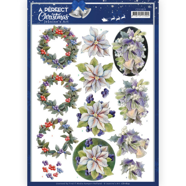 CD11829 3D Cutting Sheet - JA- A Perfect Christmas - Purple Christmas Flowers (HJ208)