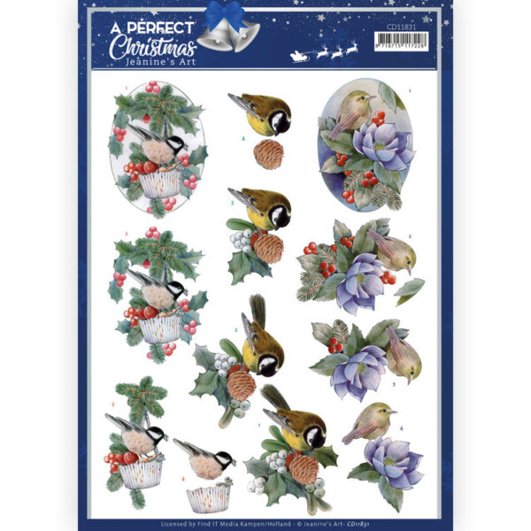 CD11831 3D Cutting Sheet - JA- A Perfect Christmas - Christmas Birds (HJ208)