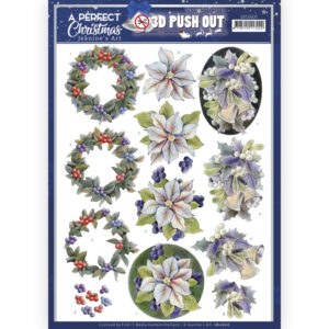 SB10606 3D Push Out - JA- A Perfect Christmas - Purple Christmas Flowers (HJ208)