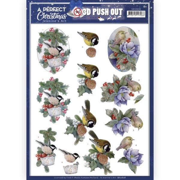 SB10608 3D Push Out - JA- A Perfect Christmas - Christmas Birds (HJ208)