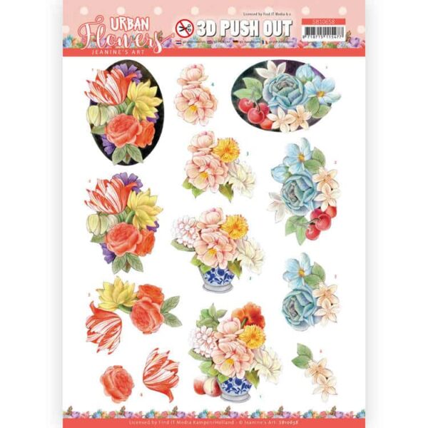3D Push Out - Jeanine's Art - Urban Flowers - Flowers in stone jar Jeanine's Art SB10658