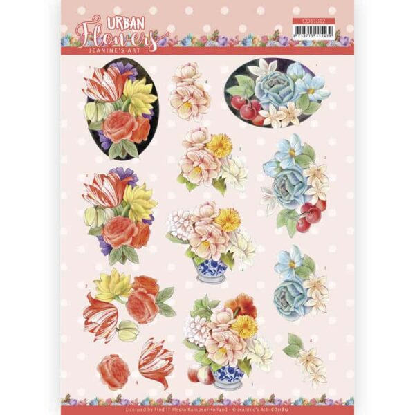 3D Cutting Sheet - Jeanine's Art - Urban Flowers - Flowers in stone jar Jeanine's Art CD11812