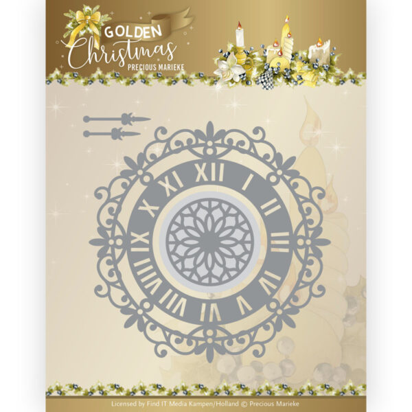 Dies - Precious Marieke - Golden Christmas - Wall Clock Precious Marieke PM10240