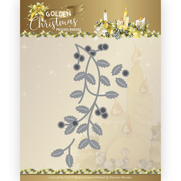 Dies - Precious Marieke - Golden Christmas - Holly Branch Precious Marieke PM10239
