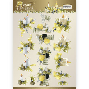 3D Cutting Sheet - Precious Marieke - Golden Christmas - Christmas Candles Precious Marieke CD11819