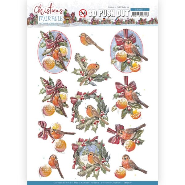 3D Push Out - Yvonne Creations - Christmas Miracle - Bird SB10671