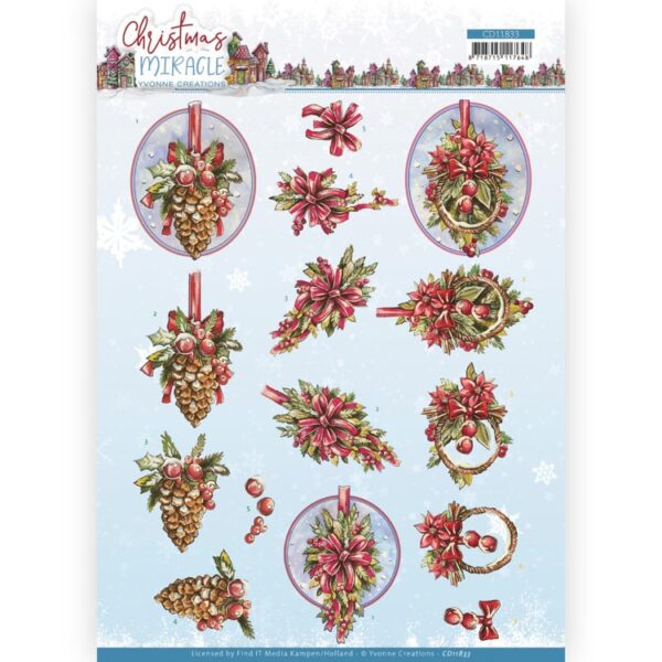 D Cutting Sheet - Yvonne Creations - Christmas Miracle - Pinecone CD11833