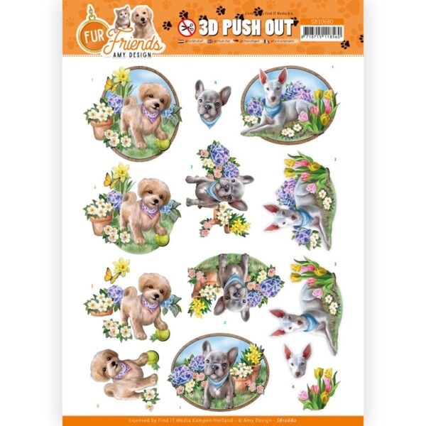3D Push Out - Amy Design - Fur Friends - Dogs in the Garden Amy Design SB10680