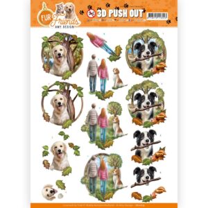 3D Push Out - Amy Design - Fur Friends - Walking the Dog Amy Design SB10679