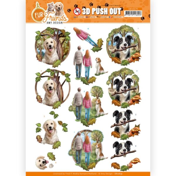 3D Push Out - Amy Design - Fur Friends - Walking the Dog Amy Design SB10679