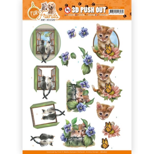 3D Push Out - Amy Design - Fur Friends - Cats at the Window Amy Design SB10677