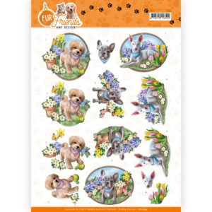 3D Cutting Sheet - Amy Design - Fur Friends - Dogs in the Garden Amy Design CD11844
