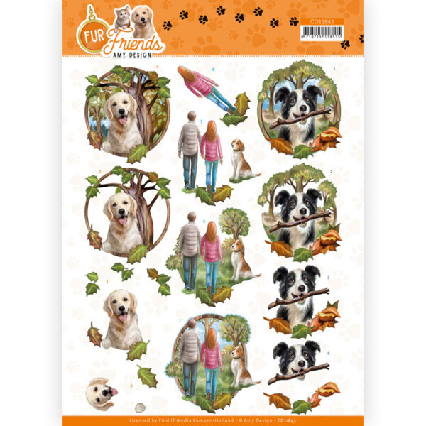 3D Cutting Sheet - Amy Design - Fur Friends - Walking the Dog Amy Design CD11843