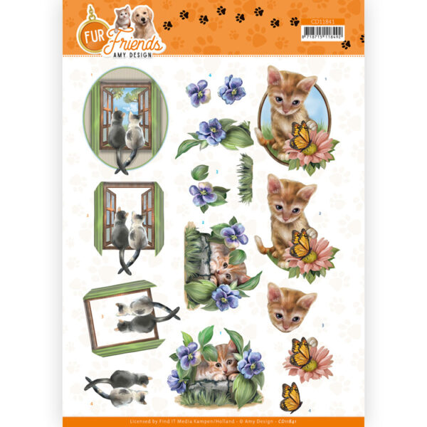 3D Cutting Sheet - Amy Design - Fur Friends - Cats at the Window Amy Design CD11841