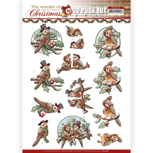 SB10690 3D Push Out - YC - The Wonder of Christmas - Wonderful Birds