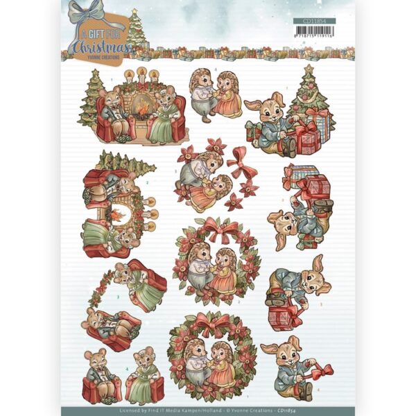 3D Cutting Sheet - Yvonne Creations - A Gift for Christmas - Fireplace CD11854