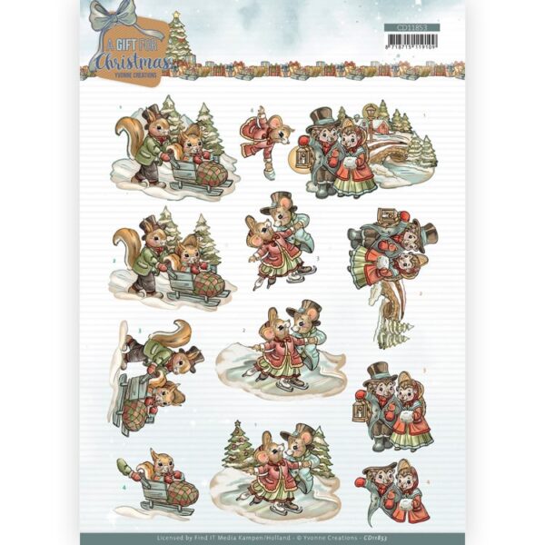 3D Cutting Sheet - Yvonne Creations - A Gift for Christmas - Snowfun CD11853