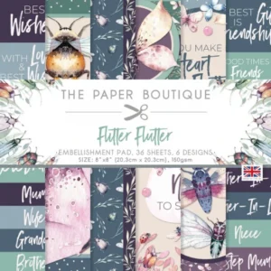 The Paper Boutique Flitter Flutter 8x8 Embellishments Pad   PB1916