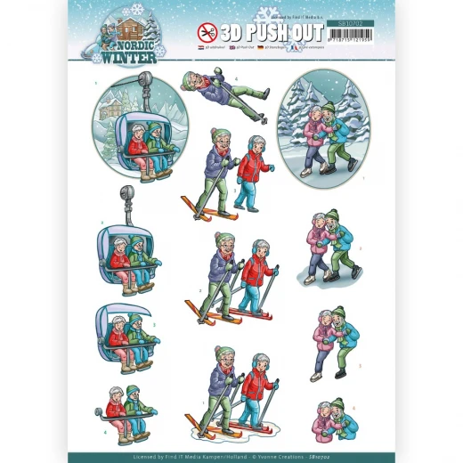 3D Push Out - Yvonne Creations - Funky Nanna – Nordic Winter - Wintersports  SB10702