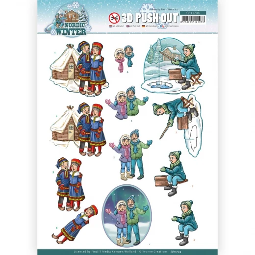 3D Push Out - Yvonne Creations - Funky Nanna – Nordic Winter - Ice Fishing SB10704