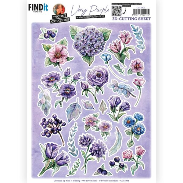 3D Cutting Sheets - Yvonne Creations - Very Purple - Small Elements CD11901