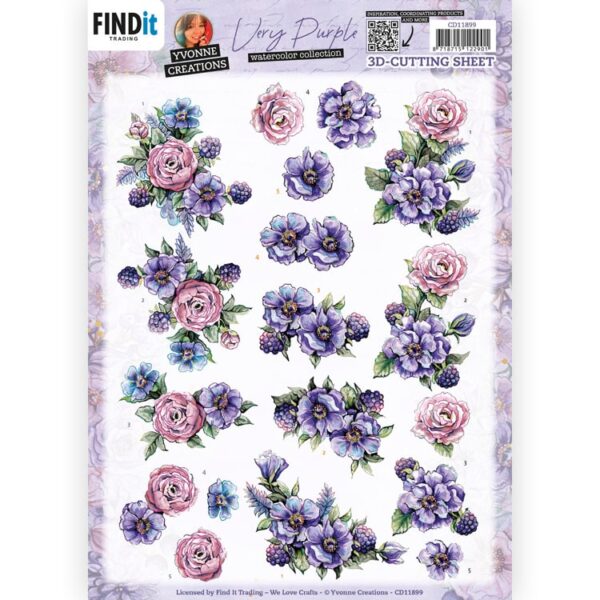 3D Cutting Sheets - Yvonne Creations - Very Purple - Blackberries CD11899