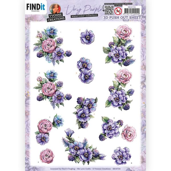 3D Push Out - Yvonne Creations - Very Purple - Blackberries SB10724