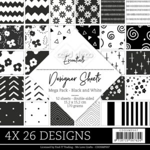 Card Deco Essentials - Designer Sheets Mega Pack - Black and White Card Deco Essentials