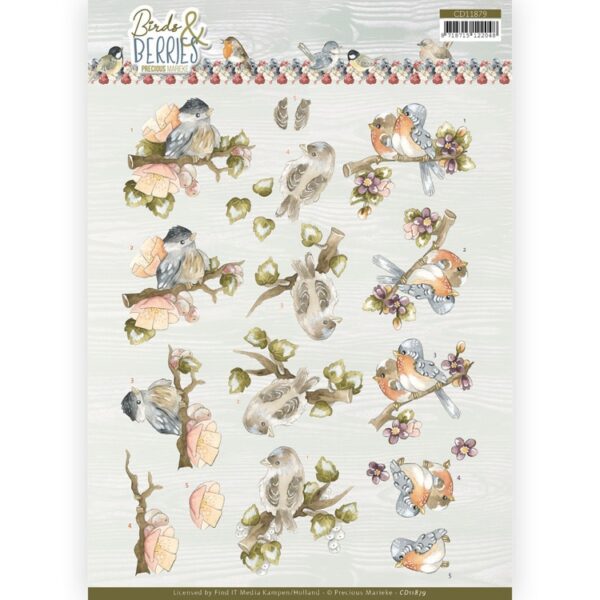 CD11879 3D Knipvel - PM - Birds and Berries - Cranberries