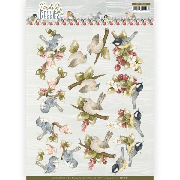 CD11881 3D Knipvel - PM - Birds and Berries - Raspberries