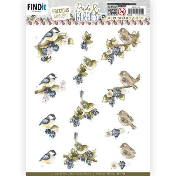 SB10706 3D Push Out Sheet - PM - Birds and Berries - Blackberries