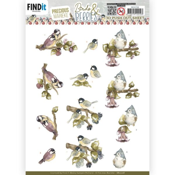 SB10708 3D Push Out Sheet - PM - Birds and Berries - Gooseberries