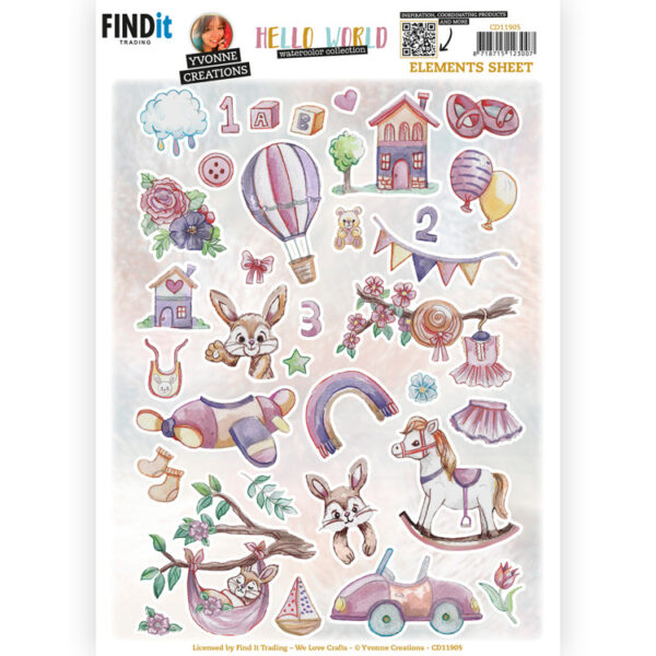 3D Cutting Sheets - Yvonne Creations - Hello World - Small Elements B CD11905