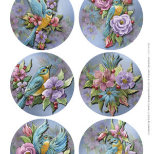 Scenery - Yvonne Creations - Aquarella - Birds and Flowers Round CDS10082