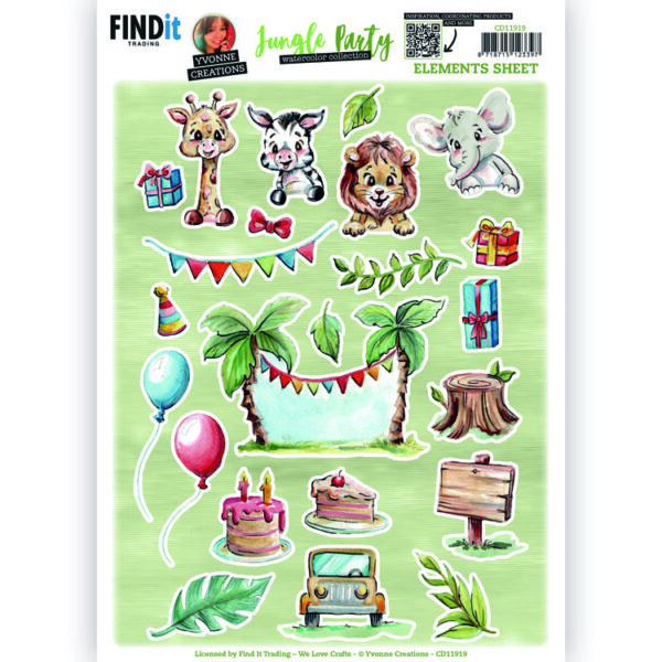 Cutting Sheets - Yvonne Creations - Jungle Party - Small Elements - B CD11919