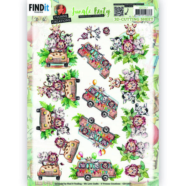3D Cutting Sheets - Yvonne Creations - Jungle Party - Jeep CD11917