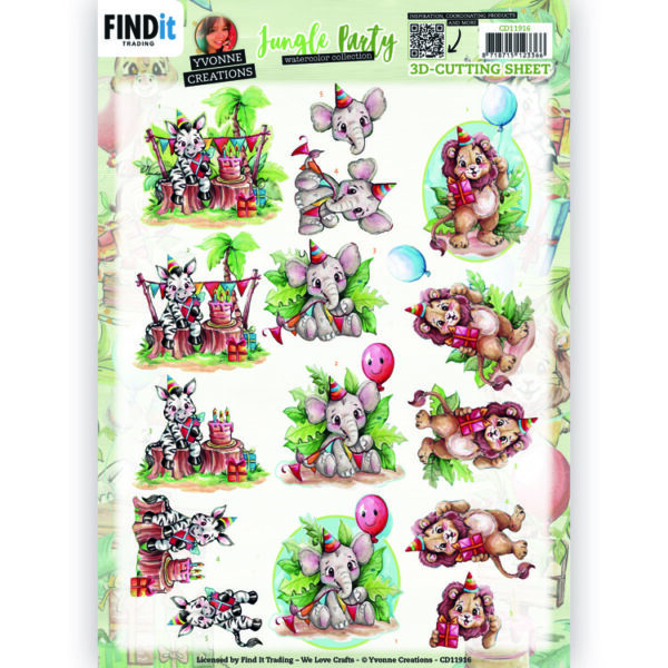 3D Cutting Sheets - Yvonne Creations - Jungle Party - Gifts CD11916