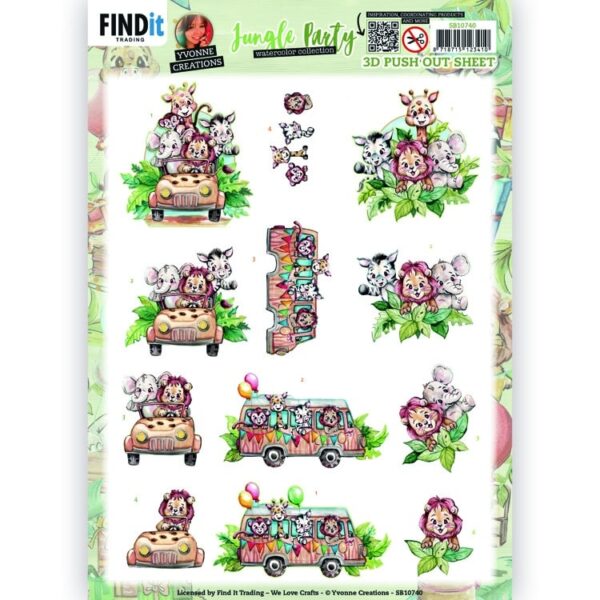 3D Push Out - Yvonne Creations - Jungle Party - Jeep SB10740