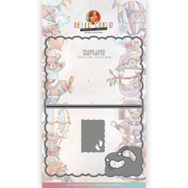 Dies - Yvonne Creations - Hello World - Frame Card Baby Feet Border A5 CDCD10131