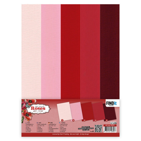 AD-A4-10027 Linen Cardstock Pack - A4 - AD - Roses are Red