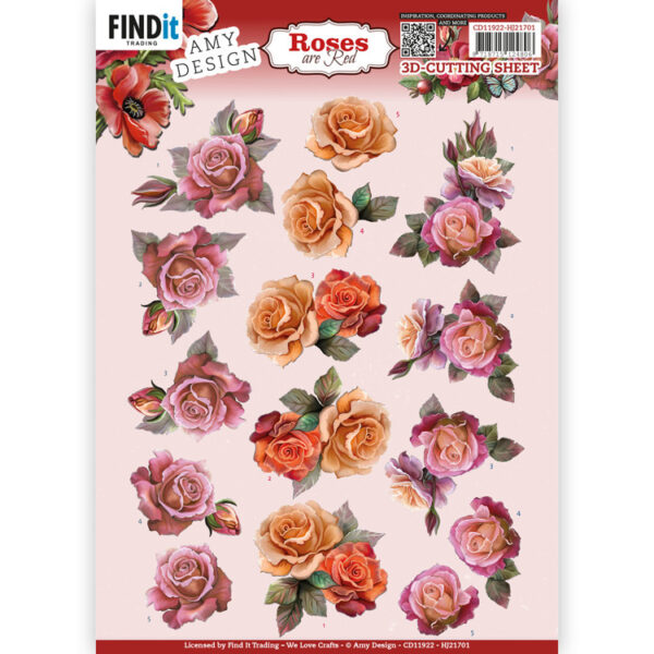 CD11922 - HJ21701 3D Cutting Sheets - AD - Roses Are Red - Roses