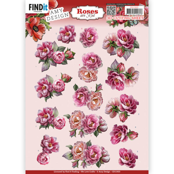 CD11923 3D Cutting Sheets - AD - Roses Are Red - Peonies