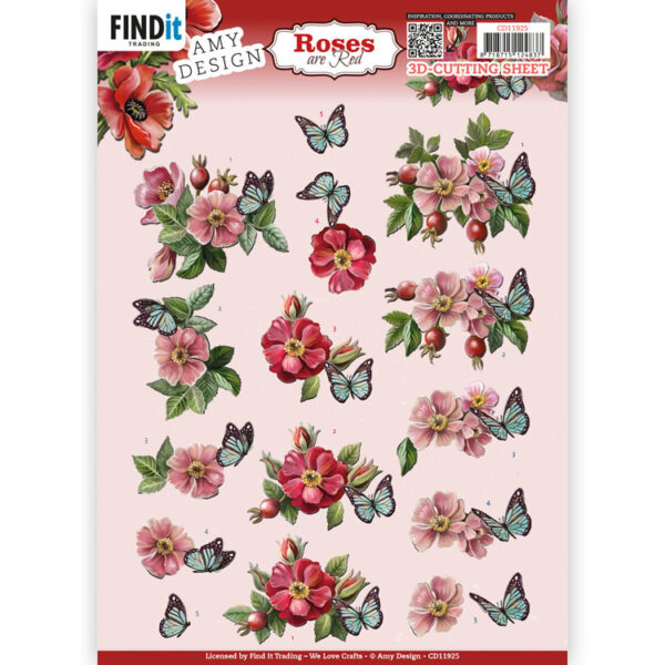 CD11925 3D Cutting Sheets - AD - Roses Are Red - Rose-hip