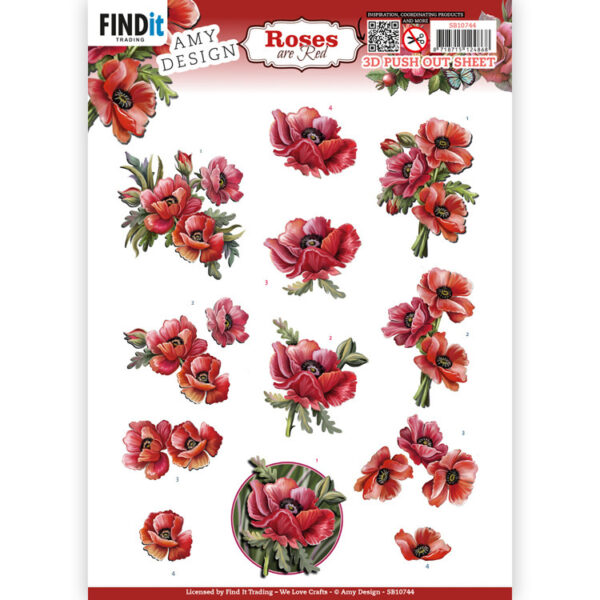 SB10744 3D Push Out - AD - Roses Are Red - Poppies