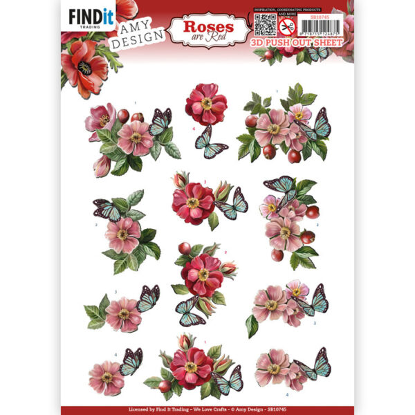 SB10745 3D Push Out - AD - Roses Are Red - Rose-hip (HJ217)