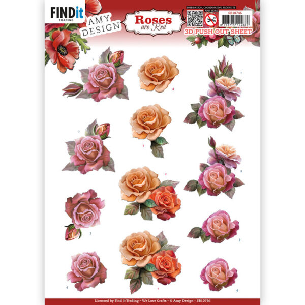 SB10746 3D Push Out - AD - Roses Are Red - Pink Roses
